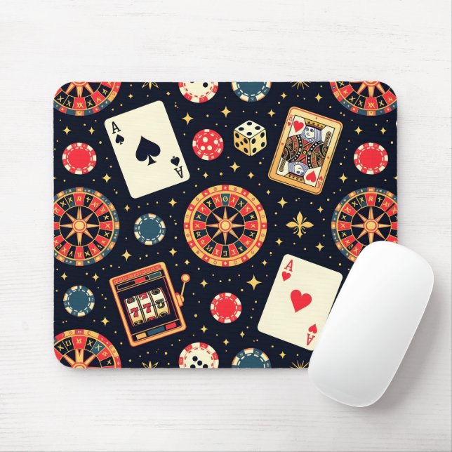 Mousepad Casino pattern theme on black (Com mouse)