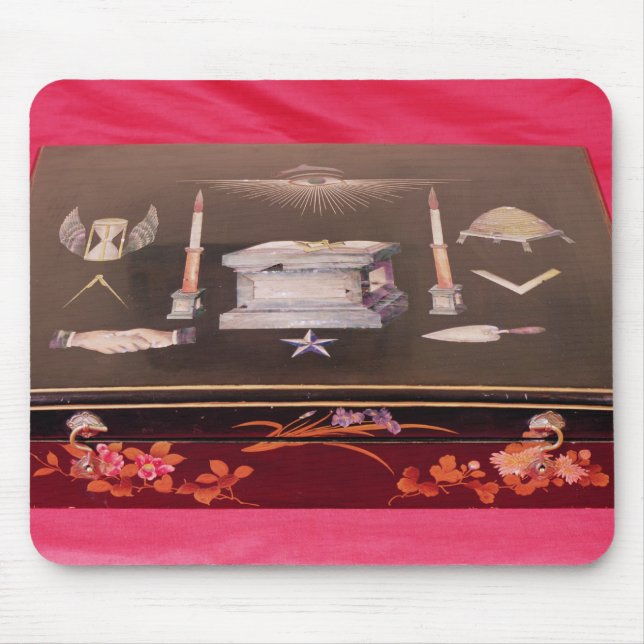 Mousepad Caso de madeira pequeno, com símbolos da maçonaria (Frente)