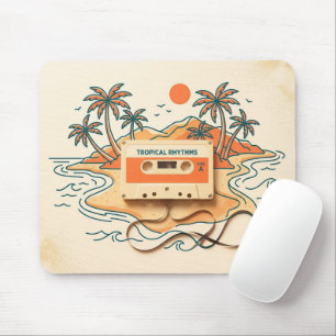 Mousepad Cassete da Ilha do Pôr do Sol Retro para Jogos