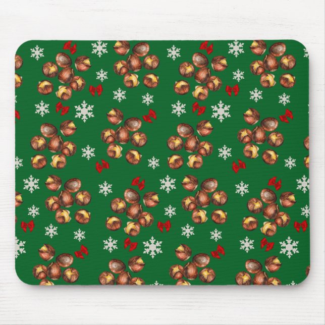 Mousepad Castanhas Torradas E Flocos De Neve De Inverno (Frente)