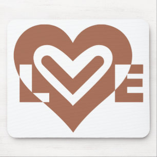 Mousepad Castanho de Chocolate Gráfico de Amor
