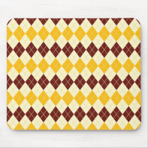 Mousepad Castanho - Padrão de Tartan Escocês Amarelo