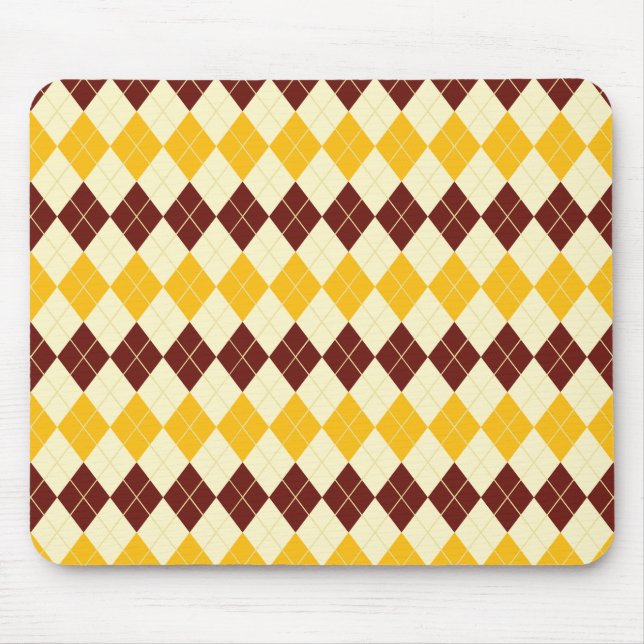 Mousepad Castanho - Padrão de Tartan Escocês Amarelo (Frente)