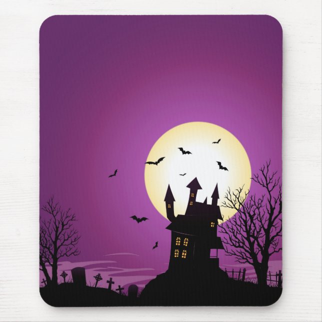 Mousepad Castelo assombrado o Dia das Bruxas dos desenhos (Frente)
