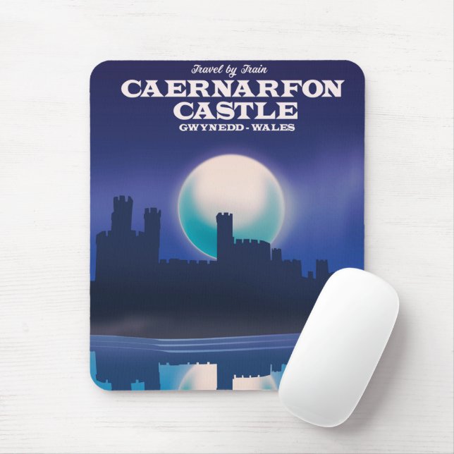 Mousepad Castelo Caernarfon, poster de viagens de Gwynedd W (Com mouse)