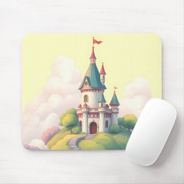 Mousepad Castelo caprichoso com jardim verde (Com mouse)