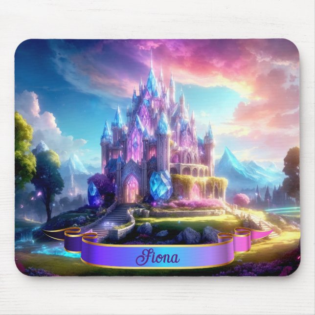 Mousepad Castelo de Cristal Encantado de Conto de Fadas Per (Frente)
