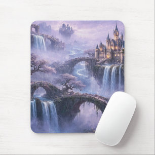 Mousepad Castelo de Fantasia Paisagem Surrealista Azul Lava