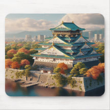 Castelo de Osaka Paisagem Japão Viagem Vintage