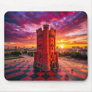 Mousepad Castelo de Xadrez Vermelho Fantasia Construído em 