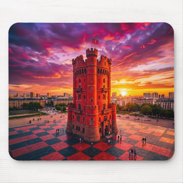 Mousepad Castelo de Xadrez Vermelho Fantasia Construído em  (Frente)