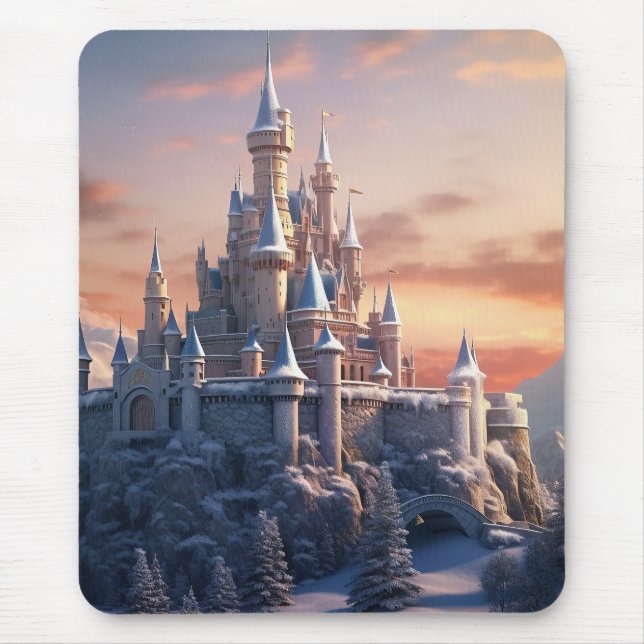 Mousepad Castelo digital fantasma nas montanhas (Frente)