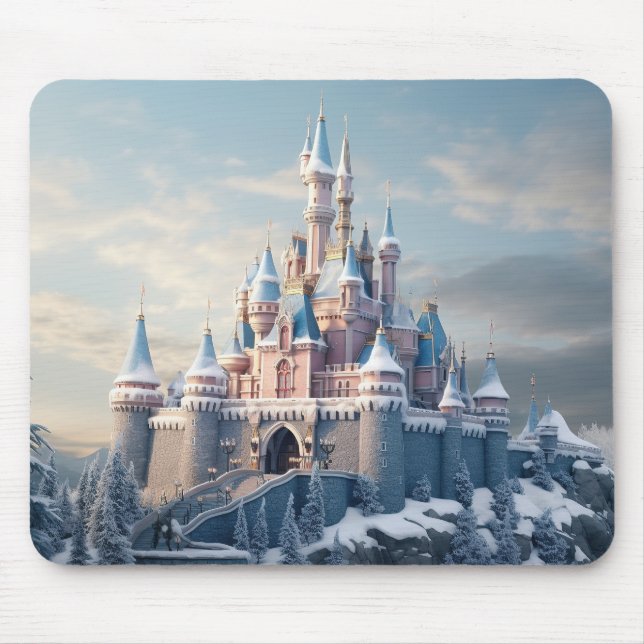 Mousepad Castelo digital fantasma nas montanhas (Frente)