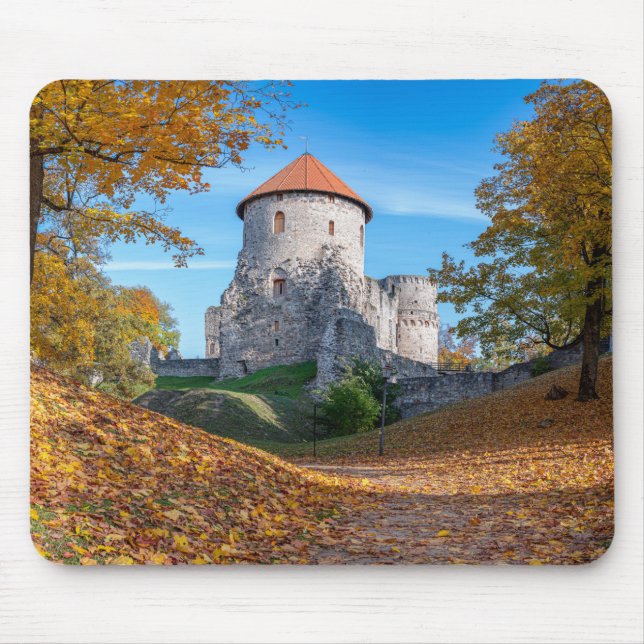 Mousepad Castelo medieval cercado por floresta (Frente)
