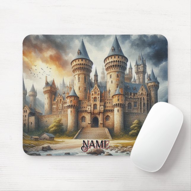 Mousepad Castelo Medieval no Sunset com Céu Atmosférico (Com mouse)