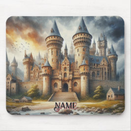 Mousepad Castelo Medieval no Sunset com Céu Atmosférico