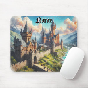 Mousepad Castelo medieval numa paisagem de Mountain Valley
