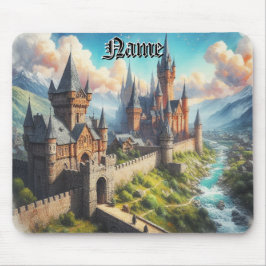 Mousepad Castelo medieval numa paisagem de Mountain Valley