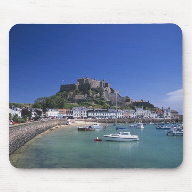 Mousepad Castelo Mount Orgueil e porto, Gorey, Jersey (Frente)