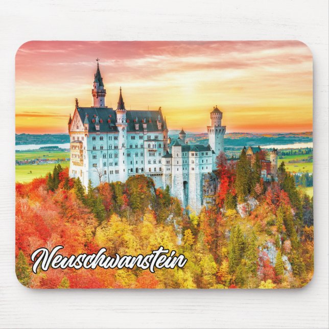 Mousepad Castelo Neuschwanstein, Alemanha, No Outono (Frente)