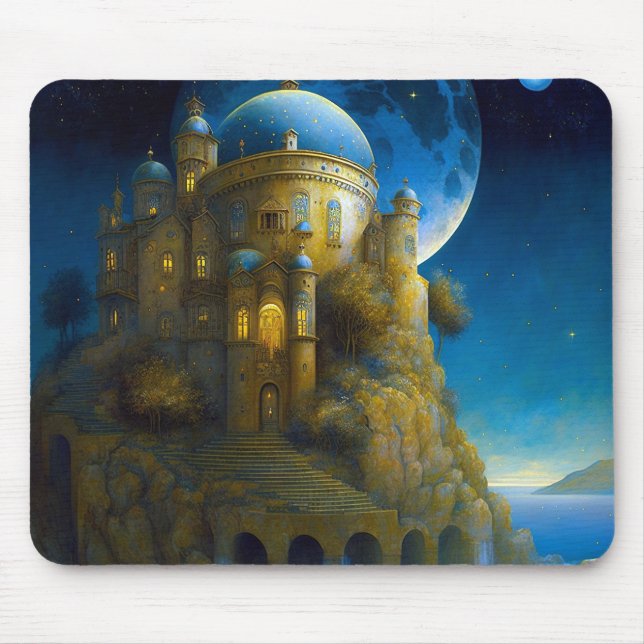 Mousepad Castle Fantasy Moon Landscape (Frente)
