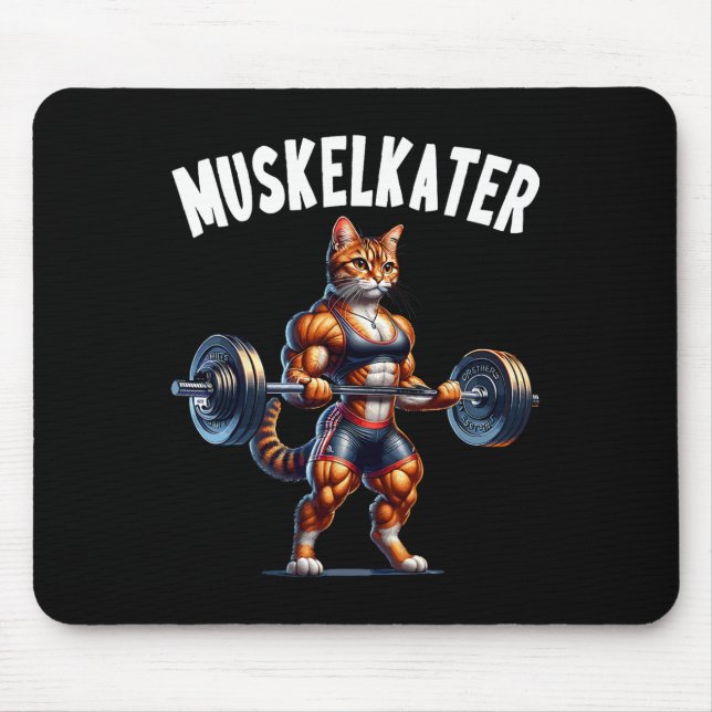 Mousepad Cat Barbell Design For Bodybuilders Bodybuilding  (Frente)