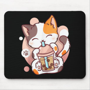 Mousepad Cat Boba Tea Bubble Tea Anime Kawaii Neko
