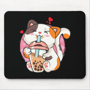 Mousepad Cat Boba Tea Bubble Tea Anime Kawaii Neko Kids Tea