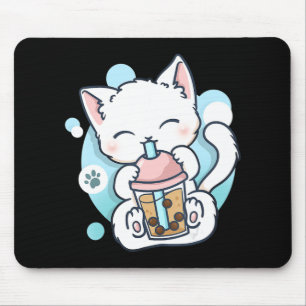 Mousepad Cat Boba Tea Bubble Tea Kawaii Anime Japonês Neko