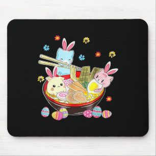 Mousepad Cat Bunny Ears Ramen Kawaii Páscoa Dia Animado