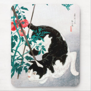 Mousepad Cat com Tomato Plant (1931) por Hiroaki Takahashi