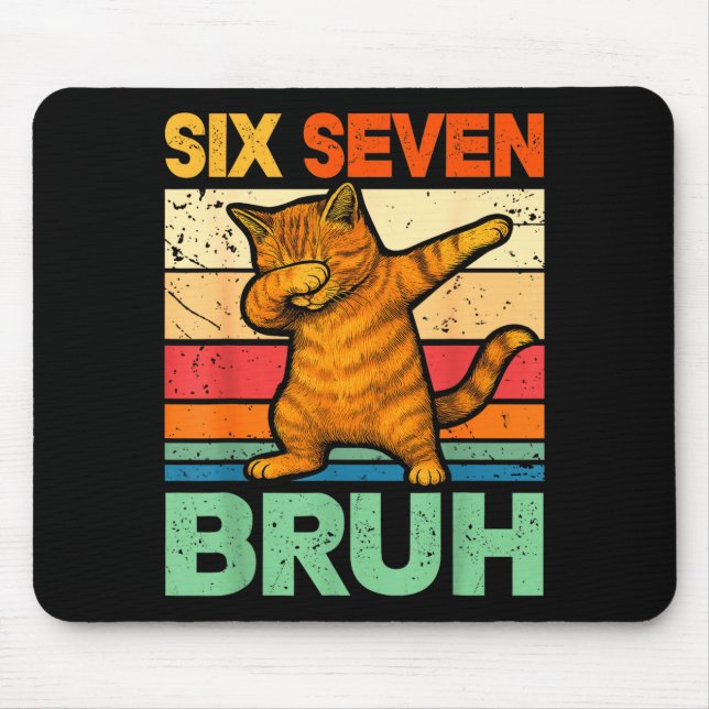 Mousepad Cat Dabbing Bruh 67 Meme 6 7 Six Seven  (Frente)