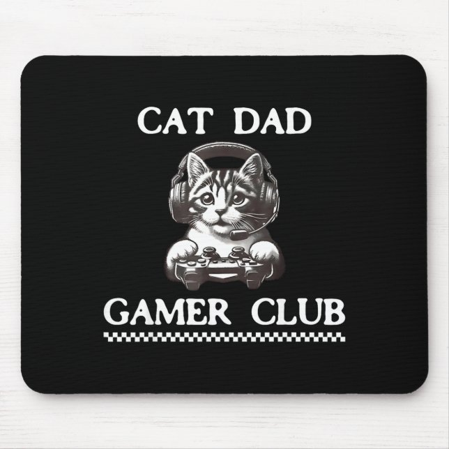 Mousepad Cat Dad Gamer Club Funny Cat Lover Gaming Game Fat (Frente)
