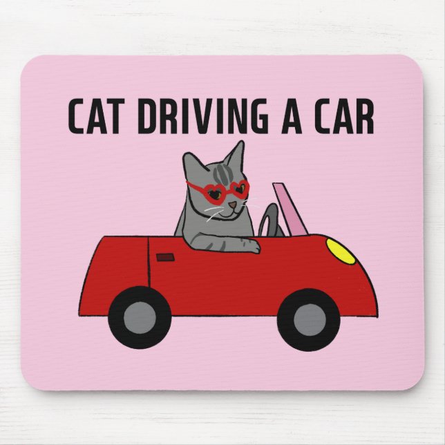 Mousepad Cat dirigindo um carro (Frente)
