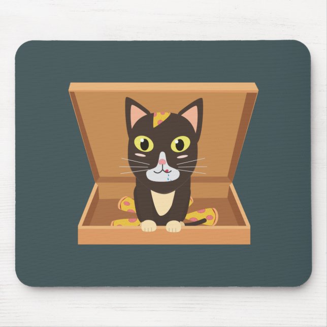 Mousepad Cat in a pizza box (Frente)