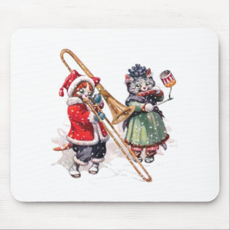 Mousepad Cat Joga Trombone na Neve
