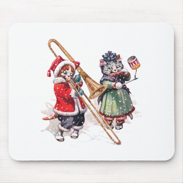 Mousepad Cat Joga Trombone na Neve (Frente)