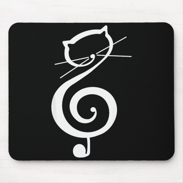 Mousepad Cat Kitty Treble Music Clef Funny Cat Music Notes  (Frente)