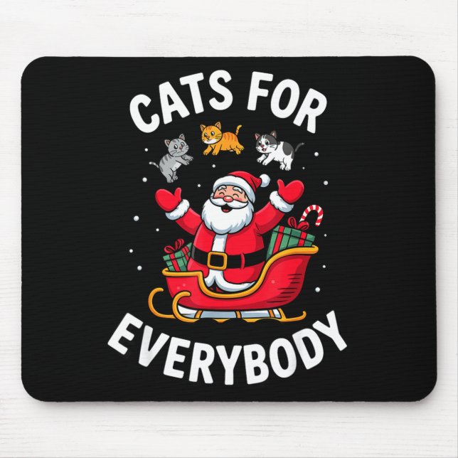 Mousepad Cat Lover Christmas Santa Sleigh Cats For Everybod (Frente)