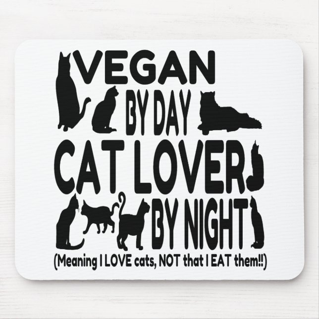 Mousepad Cat Lover Vegan Engraçado (Frente)