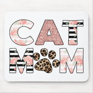 Mousepad Cat Mãe Rosa Floral e Leopardo