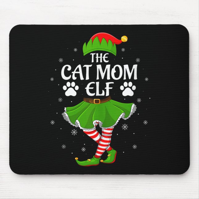 Mousepad Cat Mom Elf Christmas Family Girls Women Elf Squad (Frente)