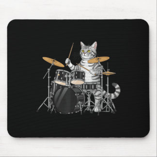 Mousepad Cat Playing Drums Drumset Drumkit Drumming Drum Dr