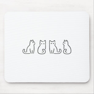 Mousepad Cat Posse Cat Lover Arte Minimalista