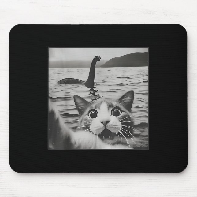 Mousepad Cat Selfie Com Loch Ness Monster Cats Funny Men W (Frente)