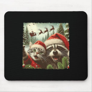 Mousepad Cat Selfie Com Papais noeis De Sleigh Engraçado Es