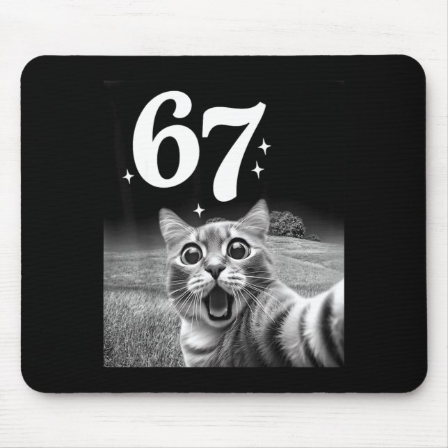 Mousepad Cat Selfie With 67 Meme Funny Cats Graphic For Men (Frente)
