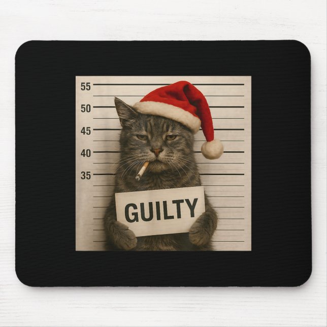 Mousepad Cat Smoking Cigarette Christmas Funny Meme Cat  (Frente)