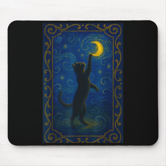 Mousepad Cat Starry Night Van Gogh Cat Funny Cat Lover Mom  (Frente)