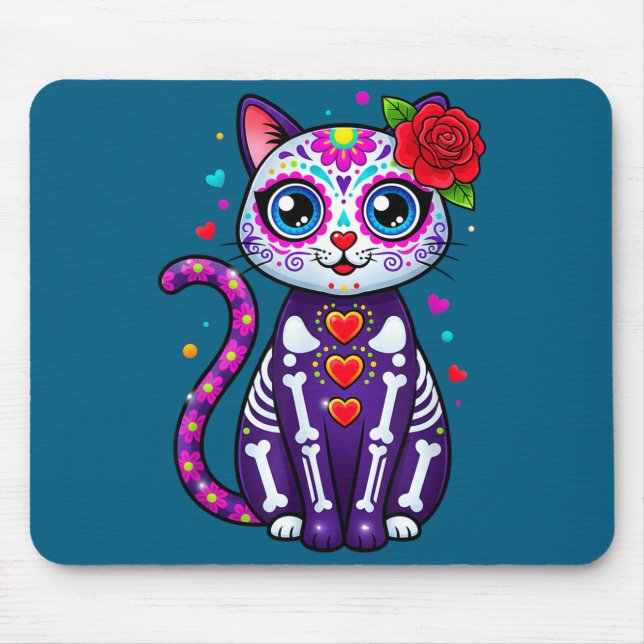 Mousepad Cat Sugar Skull Cute Cat For Cat Lover Cat-m  (Frente)